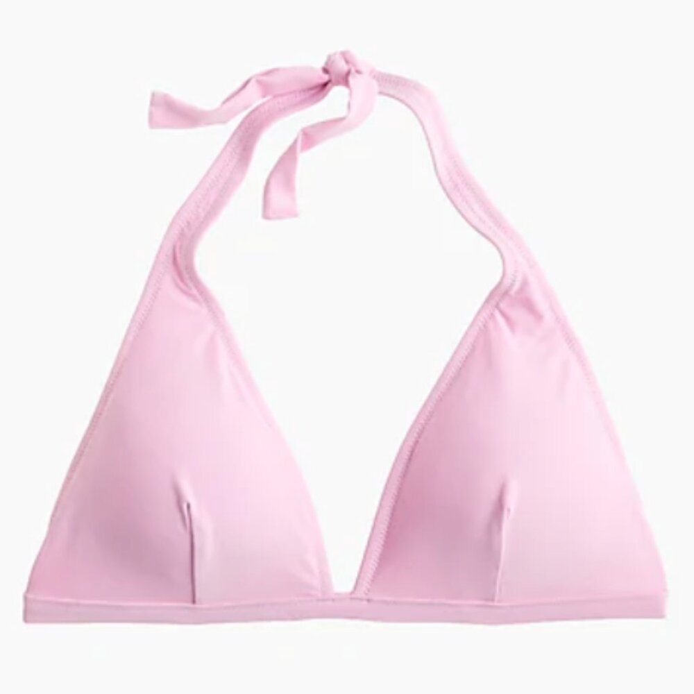 JCrew $54 Halter Bikini Top in Frosty Berry Pink Size XS J2818 pool beach